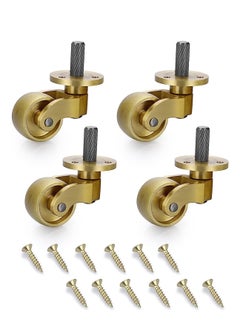 Y&D Threaded Stem Caster Wheels Swivel Casters, Universal Brass Stems 360 Degree Rotation Metal Replacements for Furniture Trunk Box Trolley Cabinet Coffee Table (Pack of 4)  - Image 1