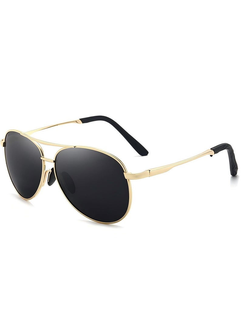 CoomBe Metal Frame Polarized Sunglasses for Men and Women, Color Changing Sun Glasses Pilot Male Day Night Vision Driving Gold Black  - Image 2