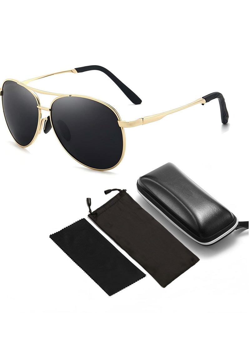 CoomBe Metal Frame Polarized Sunglasses for Men and Women, Color Changing Sun Glasses Pilot Male Day Night Vision Driving Gold Black  - Image 1