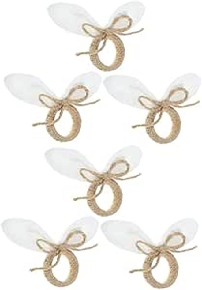 Easter Napkin Rings Bunny Ear Decorative Holders for Festive Table Settings Rustic Boho Style - Image 1