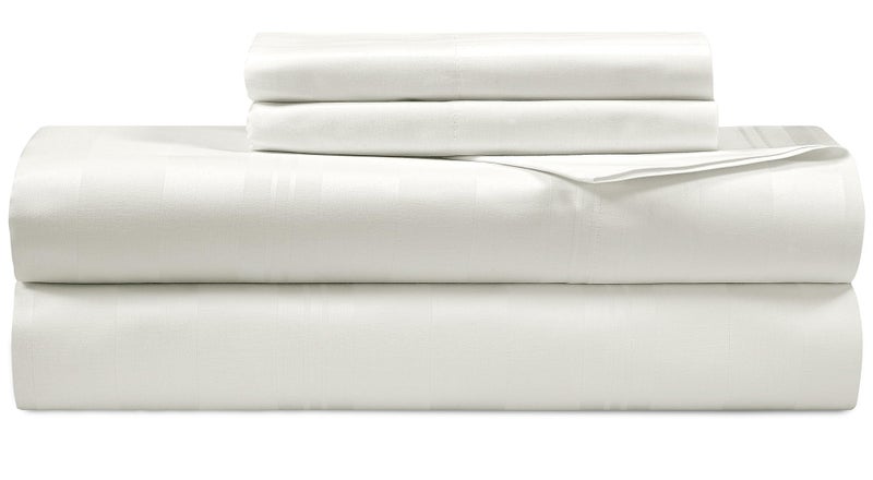 Royale Linens 300 Thread Count 100 Long Staple Combed Cotton Striped Sheet Set 4 Piece Queen Bed Sheets 1 Fitted 1 Flat 2 Pillow cases Soft Cool Crisp Sheet Set Queen Multi Stripe White
