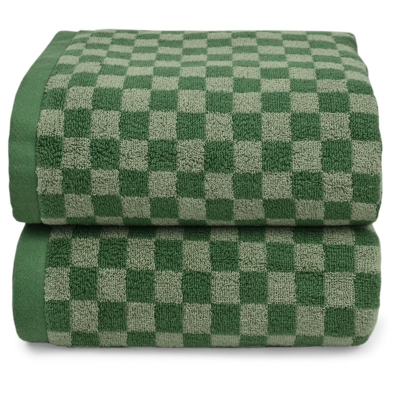 Jacquotha Luxury Bath Towels for Bathroom Green Checkered 54x28 Inches  Cotton Soft Absorbent Shower Towels 2 Pack Daily Use Lightweigt Quick Dry Decorative Funny Gifts St Patricks Day Decor