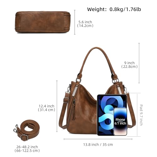 KL928 Purses for Women Shoulder Handbags Hobo Bags Tote Bag (brown) - Image 2