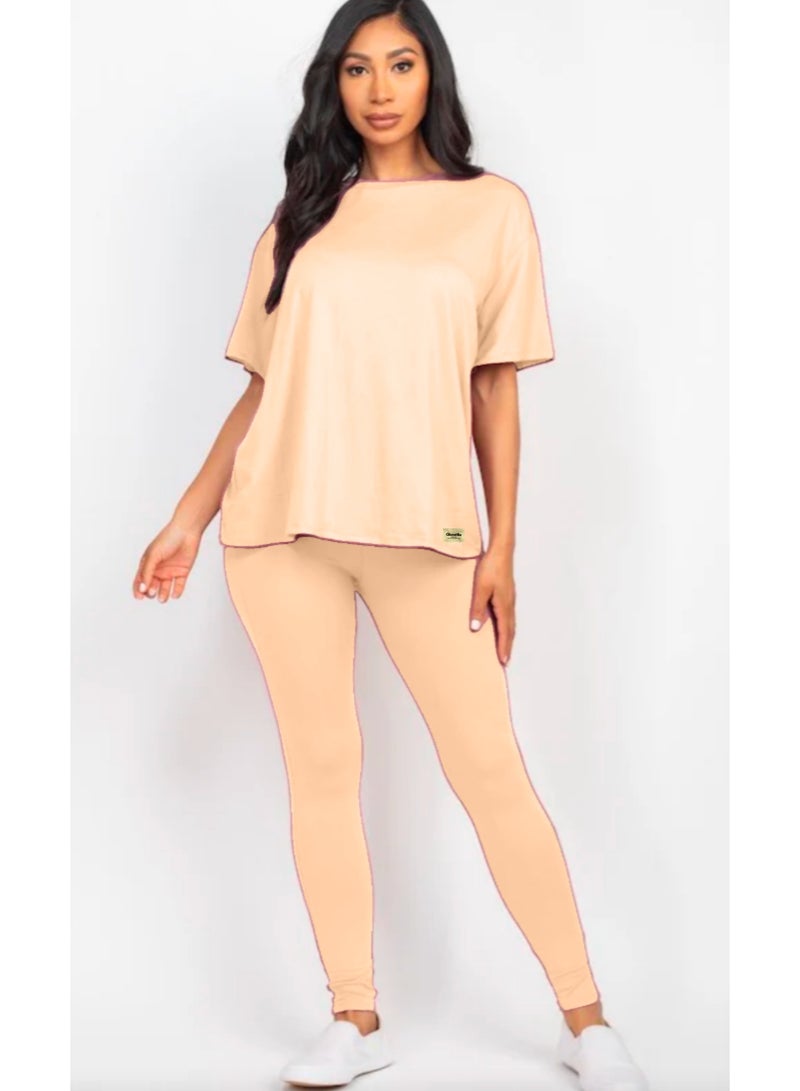 Oversized T-Shirt with Fitted Leggings Set for Women  - Image 1