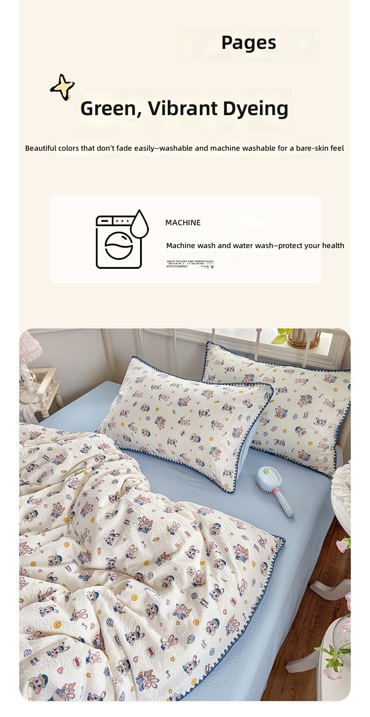 A-level ultra soft fluffy bedding set, with shell decoration, four piece set of bed sheets, duvet covers, pillowcases - Image 5