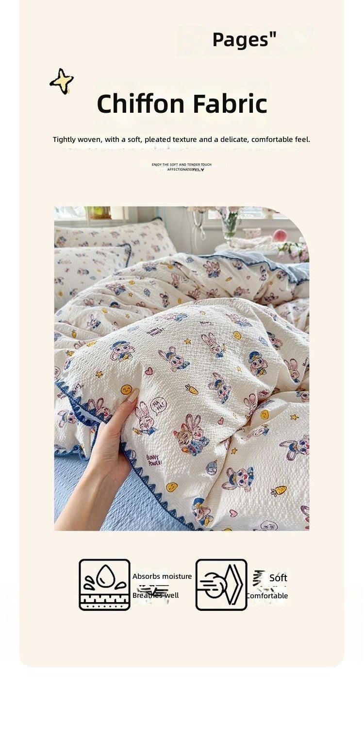 A-level ultra soft fluffy bedding set, with shell decoration, four piece set of bed sheets, duvet covers, pillowcases - Image 3