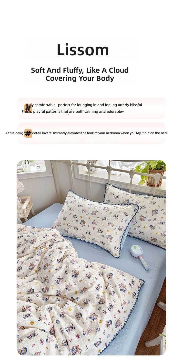 A-level ultra soft fluffy bedding set, with shell decoration, four piece set of bed sheets, duvet covers, pillowcases - Image 2