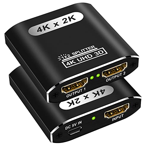 CLOSS HDMI Splitter 1 in 2 Out, 4K HDMI Splitter for Dual Monitors Supports 3D Full HD 1080P Aluminum Dual Monitor Compatible for PS4 Fire Stick HDTV(1 Source to 2 Displays) - Image 2