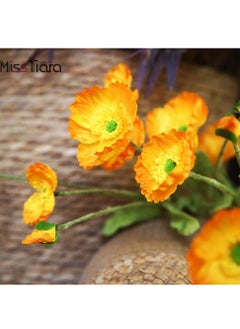 MissTiara 12 pcs Handmade Simulated Four-headed Poppy Artificial Flowers Pastoral Home Wedding Party Decoration Bouquets 60cm  - Image 2