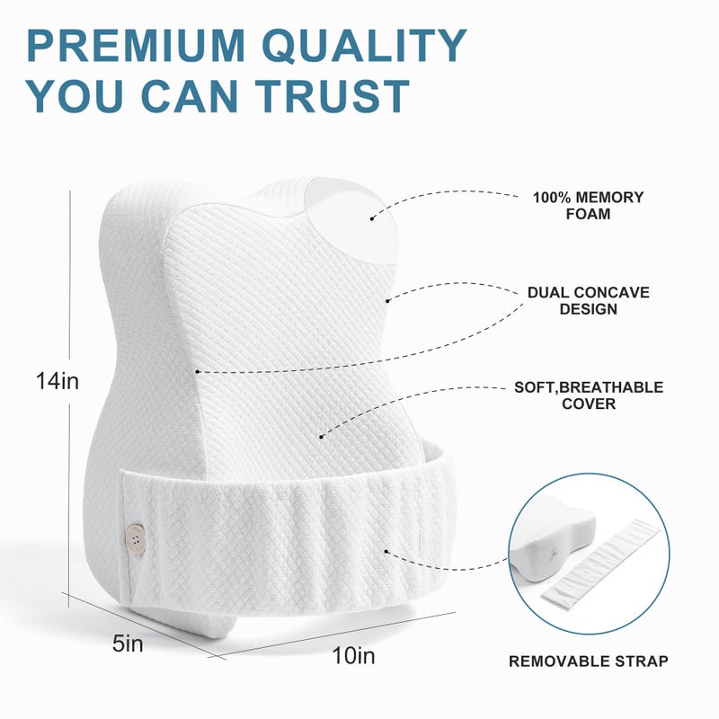 UJPFEO Knee Pillow for Side Sleepers,Leg Pillows for Sciatica,Knees,HIPS,Joints Between Legs,Back Pain Relief When Side Sleeping Spine Alignment Support for Knee Surgery Recovery,Removable Strap - Image 4
