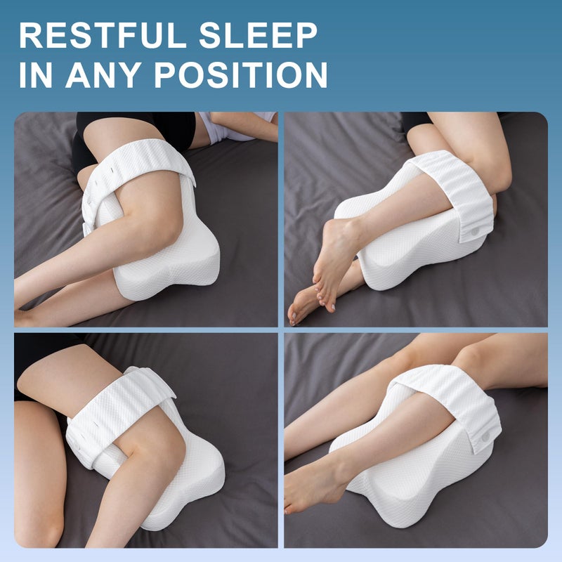 UJPFEO Knee Pillow for Side Sleepers,Leg Pillows for Sciatica,Knees,HIPS,Joints Between Legs,Back Pain Relief When Side Sleeping Spine Alignment Support for Knee Surgery Recovery,Removable Strap - Image 5