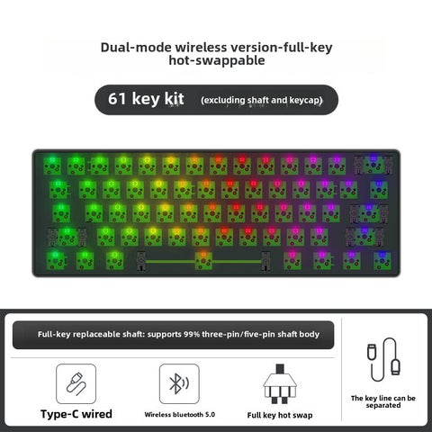 Customizable Mechanical Keyboard with RGB  Screen 61-key black kit-dual-mode-RGB-axle seat (without shaft and keycap)