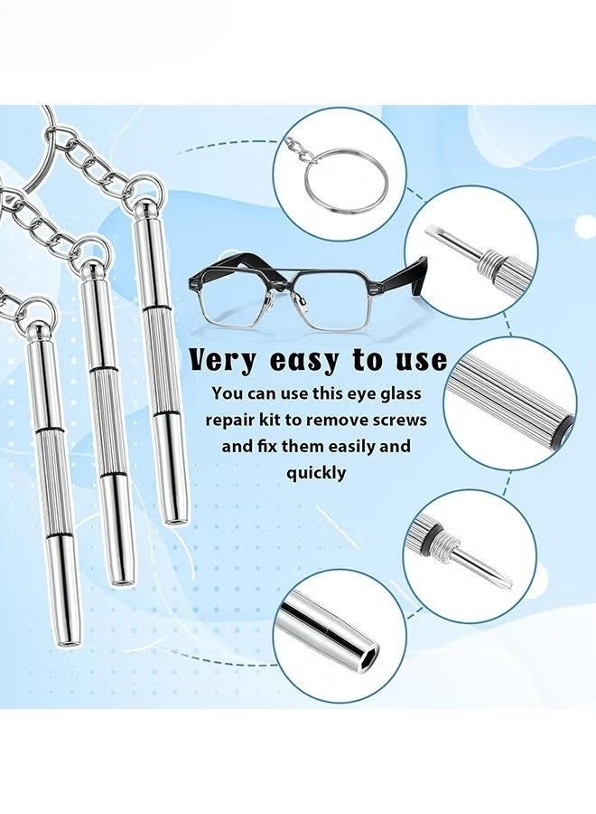 1 قطعة من مجموعة أدوات إصلاح النظارات - مفكات صغيرة 3 في 1 للنظارات - مجموعة أدوات إصلاح النظارات مع 20 قطعة من وسادات الأنف و 20 برغيًا مجموعة استبدال براغي النظارات لإصلاح الساعات والنظارات الطبية - Image 5