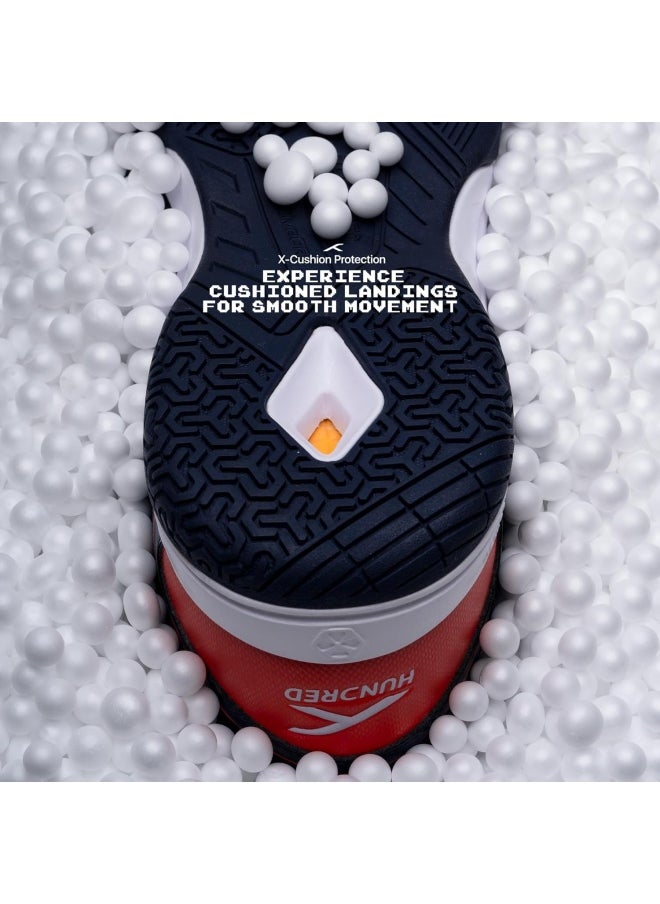 HUNDRED Raze Badminton Shoes (Non Marking) | Lightweight & Durable | X-Cushion, Active Grip Sole, Toe Assist(Navy/Orange Red, 10 Uk)  - Image 4