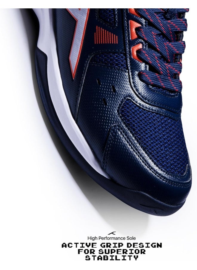 HUNDRED Raze Badminton Shoes (Non Marking) | Lightweight & Durable | X-Cushion, Active Grip Sole, Toe Assist(Navy/Orange Red, 10 Uk)  - Image 5