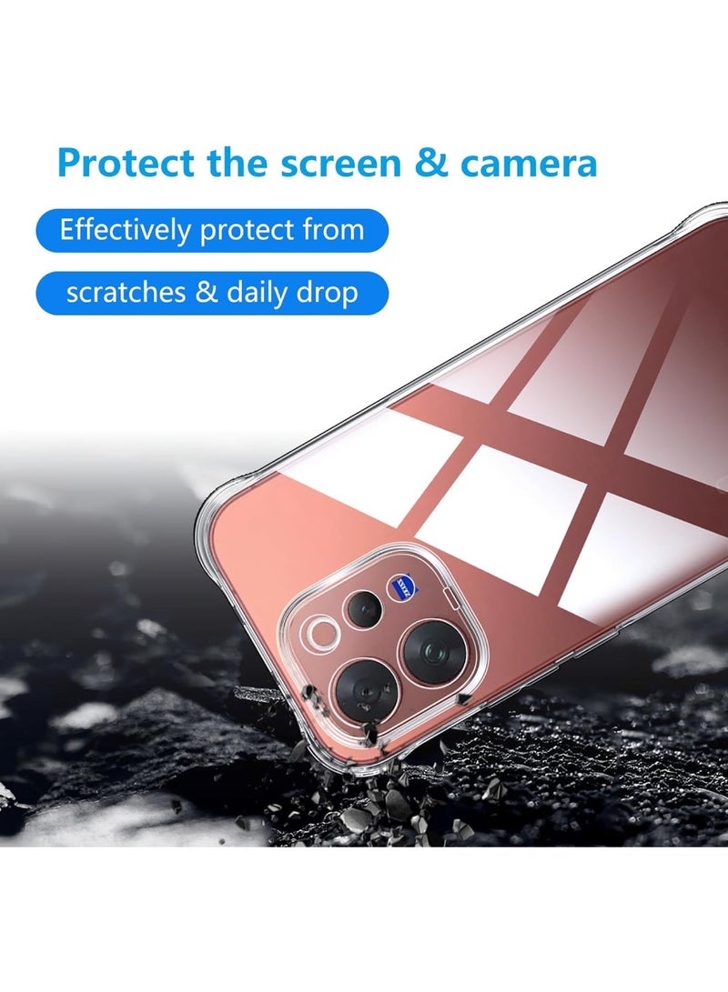 Adando [1+2] Case Compatible with  Vivo V70 Cover with 2 Pack Tempered Glass Screen Protector, [4 L-Corner Airbags]  Ultra Slim TPU Shockproof Protection Anti-Scratch Bumper Transparent Phone Case (Clear) - Image 4