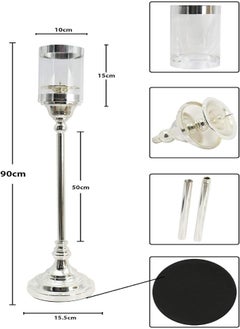 Yatai Silver Tall Metal Candle Holders Wedding Centerpieces Table Top Candlestick Metal Candle Stand Holder Tealight Candle Holders For Party Dinner Event Centerpiece Decoration (Large)