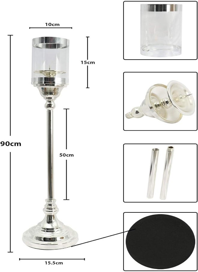 Yatai - Yatai Silver Tall Metal Candle Holders Wedding Centerpieces Table Top Candlestick Metal Candle Stand Holder Tealight Candle Holders For Party Dinner Event Centerpiece Decoration (Large) - Image 1