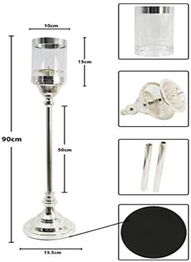 Yatai - Yatai Silver Tall Metal Candle Holders Wedding Centerpieces Table Top Candlestick Metal Candle Stand Holder Tealight Candle Holders For Party Dinner Event Centerpiece Decoration (Large) - Image 1