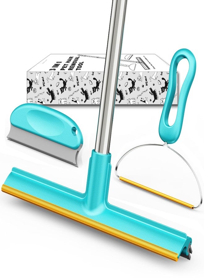 Airbee Carpet Rake for Pet Hair Removal (3 Pack), Dog Cat Fur Remover Rubber Broom - Image 1
