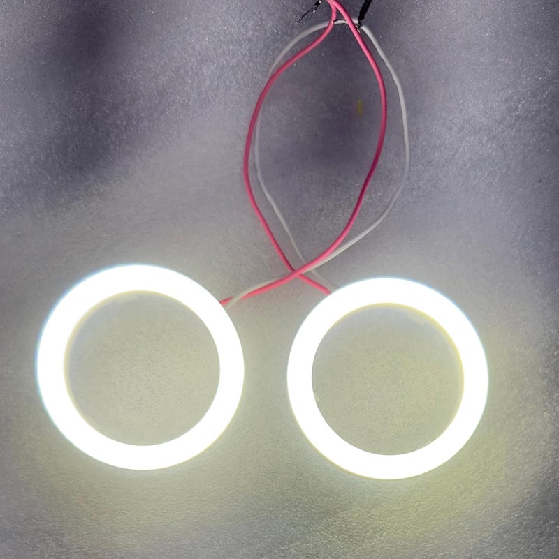 AUTO MT UNIVERSAL 2PC COTTON WHITE COB RING CAR BIKE 60MM DRL Daytime Running Light Angle Eyes Led Ring Bike COB LED Angel Eyes Halo Ring DRL Halo Ring COB Chips (60MM WHITE) - Image 1