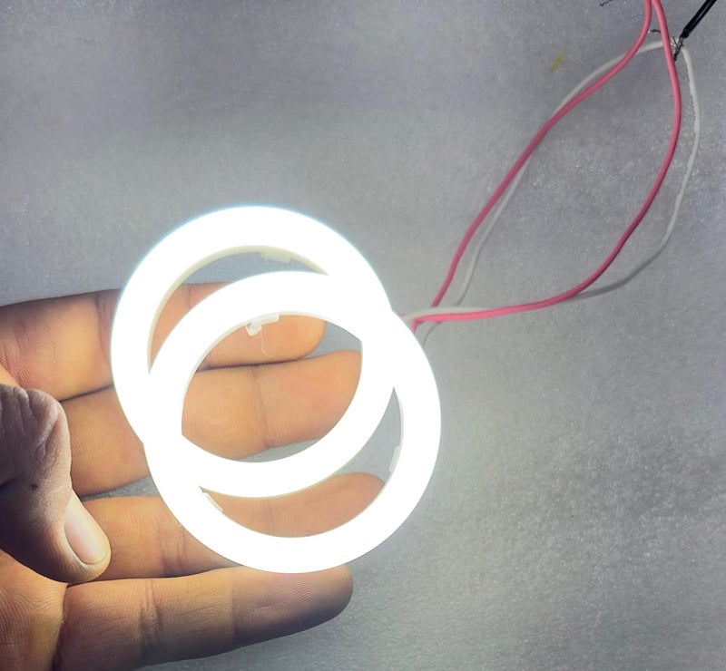 AUTO MT UNIVERSAL 2PC COTTON WHITE COB RING CAR BIKE 60MM DRL Daytime Running Light Angle Eyes Led Ring Bike COB LED Angel Eyes Halo Ring DRL Halo Ring COB Chips (60MM WHITE) - Image 2