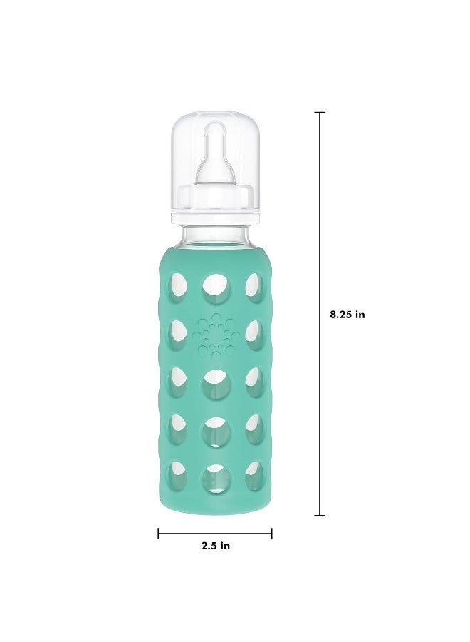 Lifefactory 9-Ounce Glass Baby Bottle with Stage 2 Nipple and Protective Silicone Sleeve Kale (LF110018C4) - Image 5