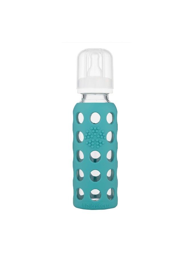 Lifefactory 9-Ounce Glass Baby Bottle with Stage 2 Nipple and Protective Silicone Sleeve Kale (LF110018C4) - Image 1