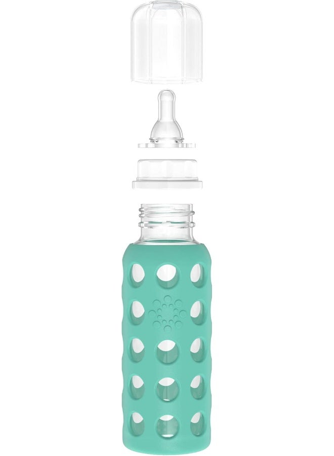 Lifefactory 9-Ounce Glass Baby Bottle with Stage 2 Nipple and Protective Silicone Sleeve Kale (LF110018C4) - Image 4