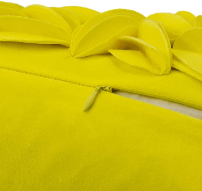 KINGROSE 3D Floral Decorative Couch Throw Pillow Cover Handmade Solid Cushion Cover Soft Pillow Case Sham 12 x 20 Inches Velvet York Yellow - Image 4