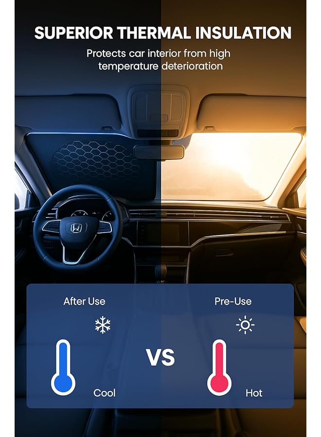 بنايد واقي شمس عاكس قابل للطي للزجاج الأمامي للسيارة - Image 4