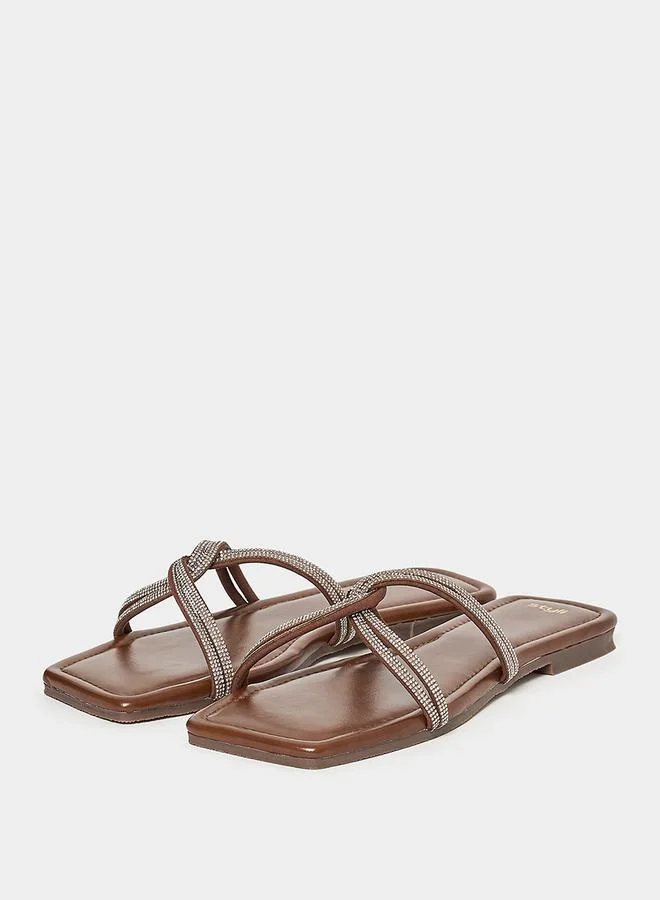 Styli Embellished Band Flat Sandal