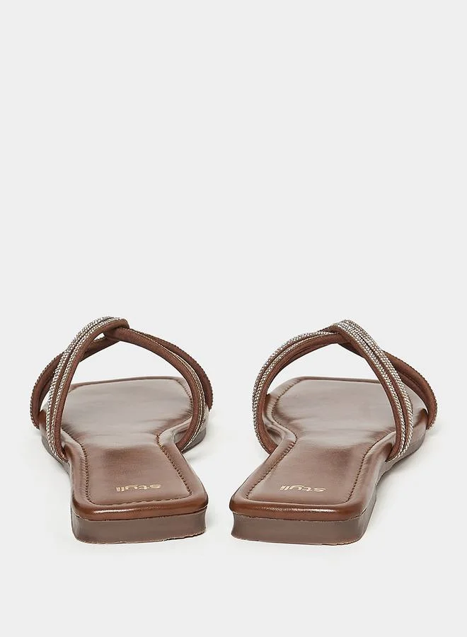 Styli Embellished Band Flat Sandal