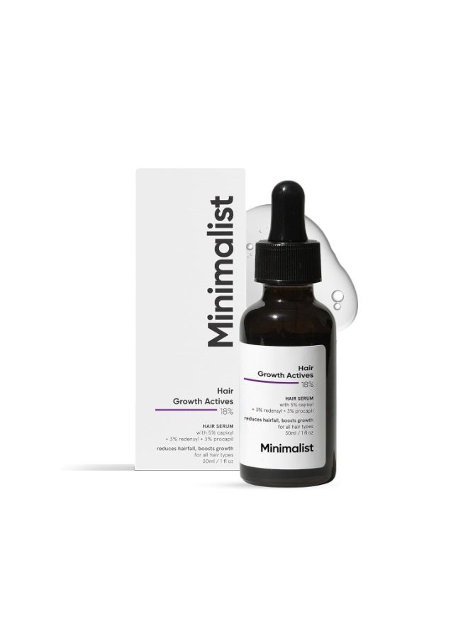Minimalist Hair Growth Serum With 3% Redensyl, 3% Anagain, 3% Procapil, 5% Capixyl & 4% Baicapil 18% Hair Growth Actives | For Hair Fall Control | For Men & Women | 30 ml - Image 1
