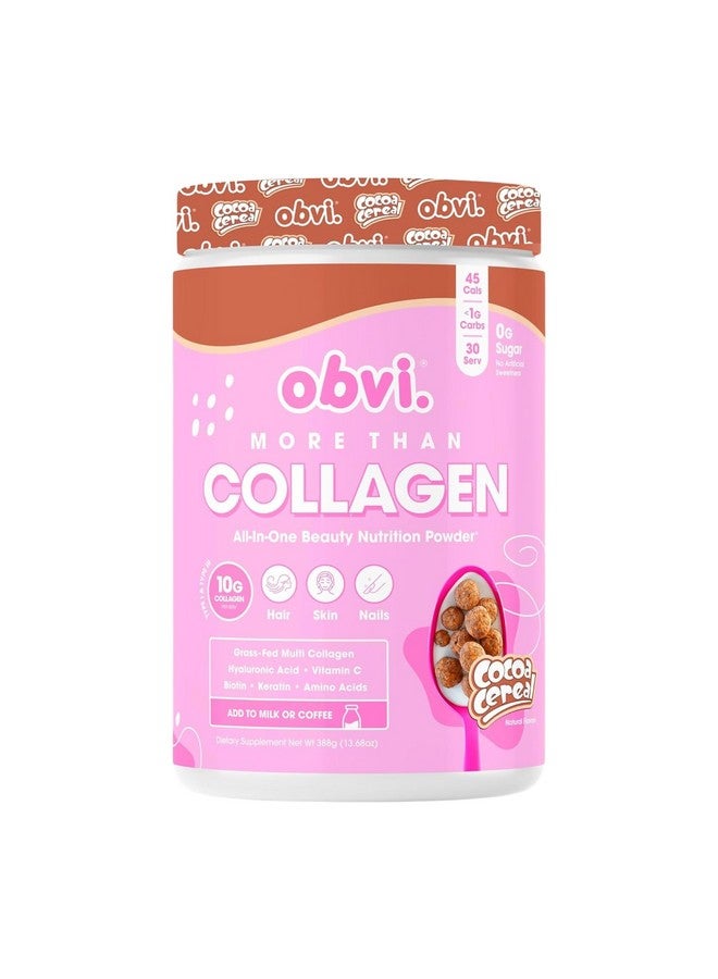 أوبفي مسحوق الكولاجين من Obvi More Than Collagen | يدعم صحة الشعر والبشرة والأظافر والمفاصل والأمعاء | مكمل غذائي متعدد الكولاجين من الأبقار التي تتغذى على العشب مع حمض الهيالورونيك والبيوتين والكيراتين | حبوب الكاكاو، 30 وجبة - Image 1