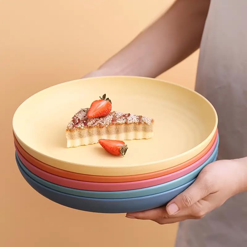 aDai 9" Wheat Straw Round Dinner Plate | Eco-Friendly, Lightweight & Unbreakable | Microwave & Dishwasher Safe Food Dish | Steak Plate, Serving Tray for Kitchen, Restaurant, Parties & Gifting - Image 5