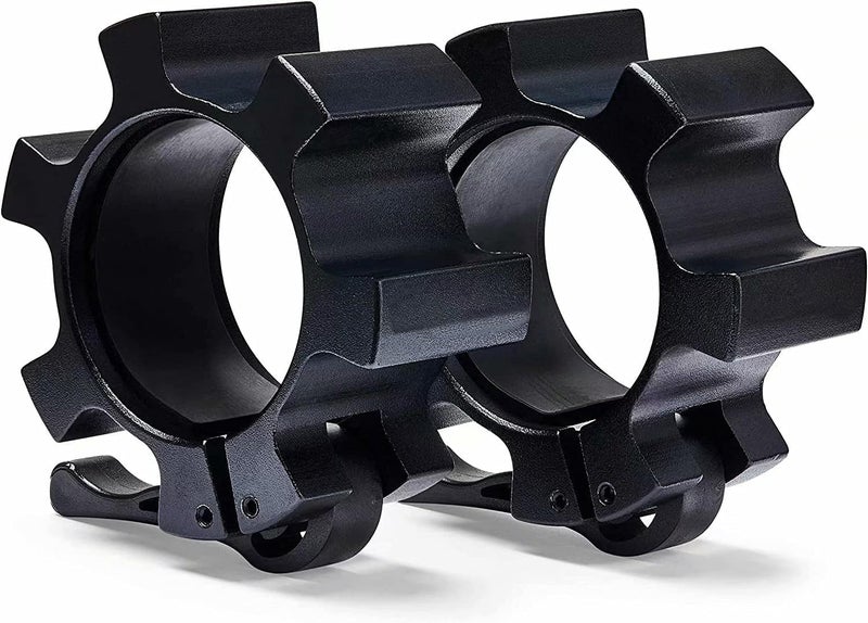 Berfea Metal Olympic Barbell Clamps 2inch Heavy Duty Exercise Collars,Weight Clips for 2" Barbell,Quick Release Weight Clamps for Weightlifting, Olympic Lifts Strength Fitness Training 1 Pair - Image 1