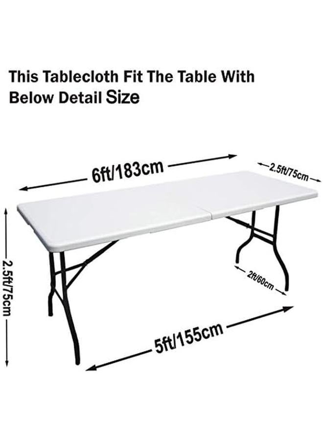 شواي مفارش طاولة من الألياف اللدنة لطاولة مستطيلة بطول 6 أقدام، غطاء طاولة قابل للتمدد من البوليستر، غطاء سرير من البوليستر، غطاء طاولة للتدليك باللون الأبيض - Image 3
