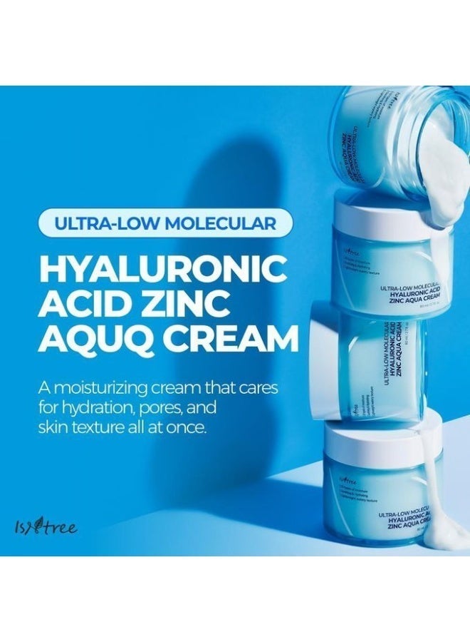 ISNtree Ultra Low Molecular Hyaluronic Acid Aqua Cream with Zinc, 80 ml, 3 fl oz, Korean Skin Care with Hyaluronic Acid for Pore Care, Cooling and Moisturizing Facial Treatment - Image 3