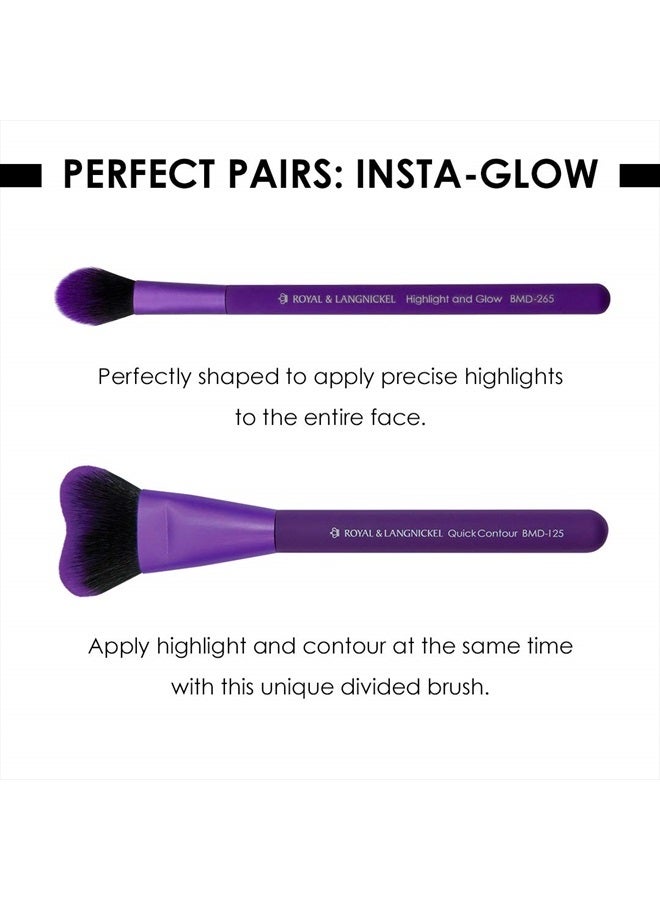 MODA طقم مكياج إنستا-غلو المثالي يشمل فرش تحديد وإبراز سريعة، بنفسجي - Image 3