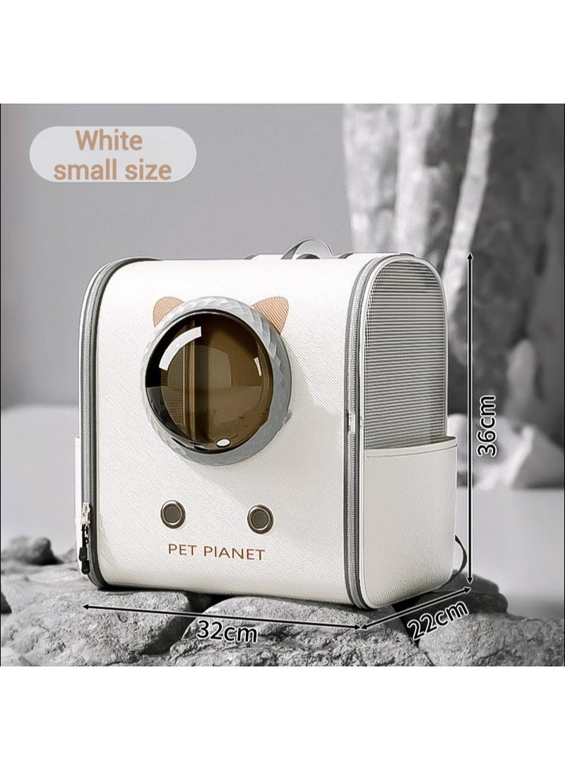 Meetion Pet Carrier Backpack, Ventilated, Breathable, Pet Travel Handbag bag, Space Capsule Design, Small Pet Carrier for Cats and dogs, Suitable for Traveling Hiking and Camping (White)  - Image 2