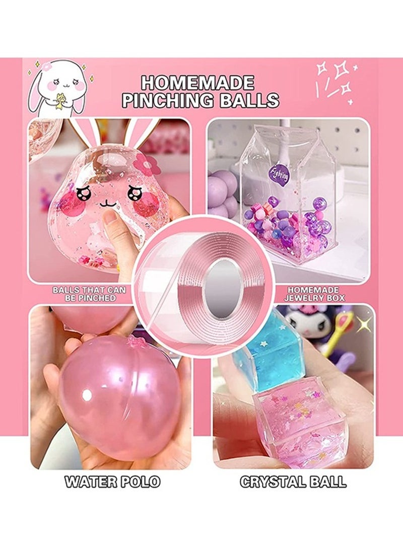 مجموعة مكونة من 2 بكرة شريط فقاعات نانو للأطفال، غراء نانوي لنفخ الفقاعات (أرجواني وأبيض) - Image 4