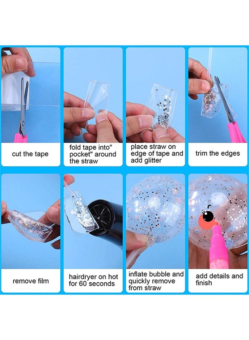 مجموعة مكونة من 2 بكرة شريط فقاعات نانو للأطفال، غراء نانوي لنفخ الفقاعات (أرجواني وأبيض) - Image 5