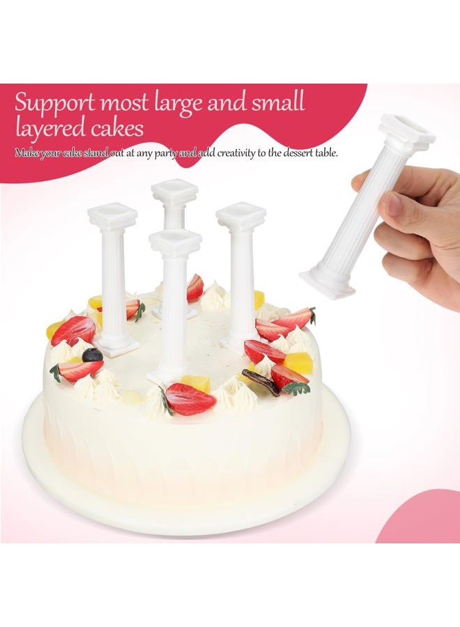 STOBOK 8 Pcs Roman Column Cake Pillars White Cake Tiered Stands Cake Supports Tabletop Dessert Display Stands Plastic Roman Pillar Statue Cake Stands Display Separators Wedding Party Supplies - Image 2