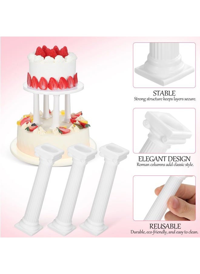 STOBOK 8 Pcs Roman Column Cake Pillars White Cake Tiered Stands Cake Supports Tabletop Dessert Display Stands Plastic Roman Pillar Statue Cake Stands Display Separators Wedding Party Supplies - Image 4