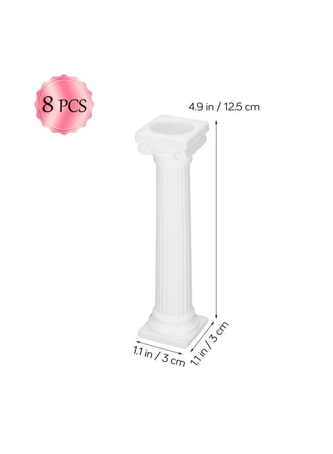 STOBOK 8 Pcs Roman Column Cake Pillars White Cake Tiered Stands Cake Supports Tabletop Dessert Display Stands Plastic Roman Pillar Statue Cake Stands Display Separators Wedding Party Supplies - Image 3