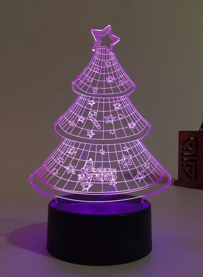 Fatio Christmas Tree 3D LED Night Light | 7-Color RGB Acrylic Lamp | USB Powered | 20 x 20 x 11 cm - Image 1