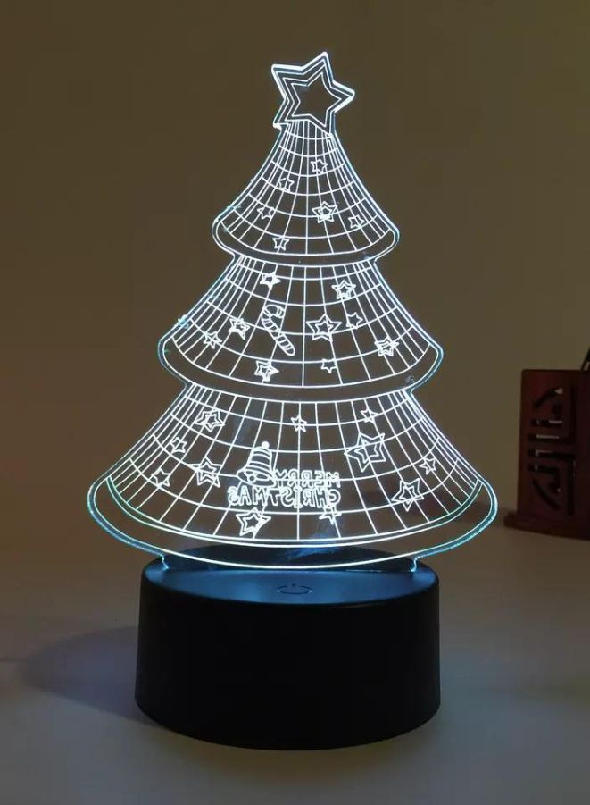 Fatio Christmas Tree 3D LED Night Light | 7-Color RGB Acrylic Lamp | USB Powered | 20 x 20 x 11 cm - Image 3