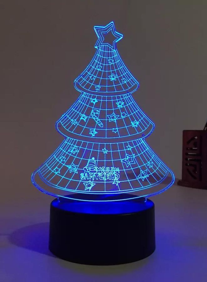 Fatio Christmas Tree 3D LED Night Light | 7-Color RGB Acrylic Lamp | USB Powered | 20 x 20 x 11 cm - Image 2