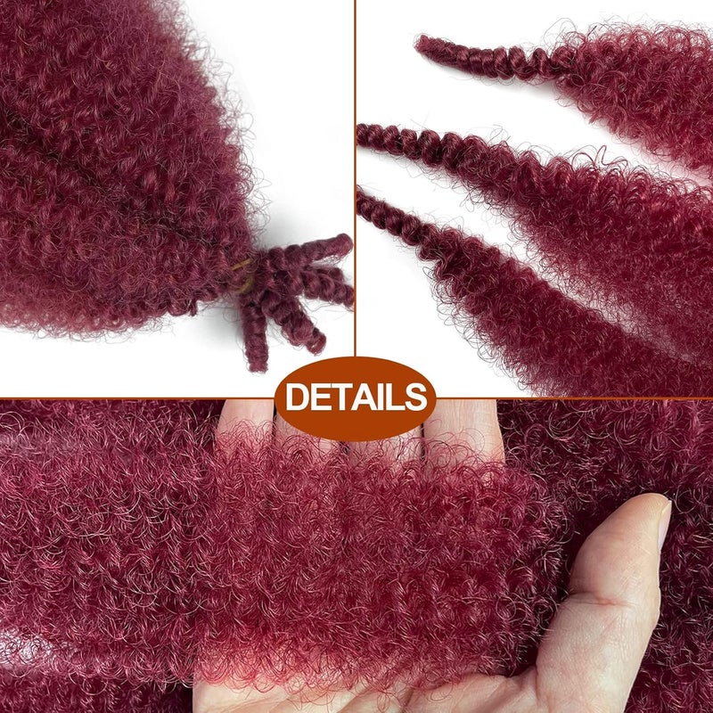 Chicmoi Springy Afro Twist Hair 16 Inch Burgundy Curly Braiding Hair 3 Packs Twist Hair for Braiding Marley Twist Braiding Hair for Faux Locs Passion Twist Crochet Hair - Image 2